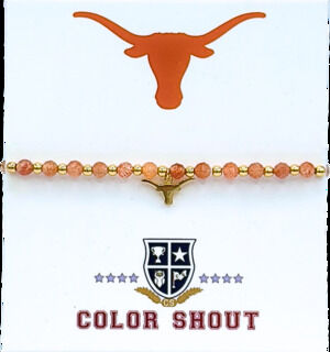 Texas Longhorns Beaded Charm Bracelet – Logo & Gold Beads